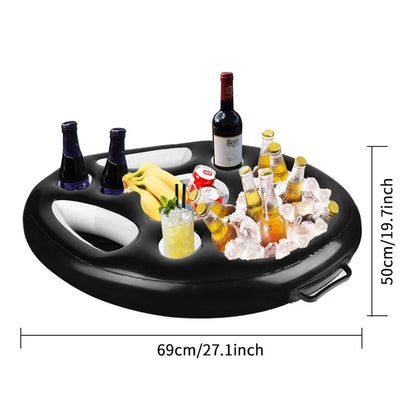 Swimming Pool Float Beer Table Cooler, Bar Tray Inflatable Cup Holder Phone Pad Swimming Pool Food Holder.