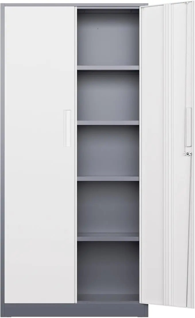 Metal Garage Storage Cabinet, Locking Doors & Adjustable Shelves Tall Storage for Home