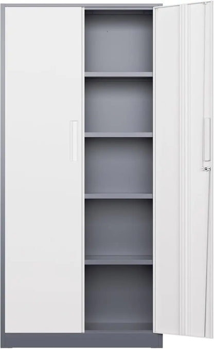 Metal Garage Storage Cabinet, Locking Doors & Adjustable Shelves Tall Storage for Home