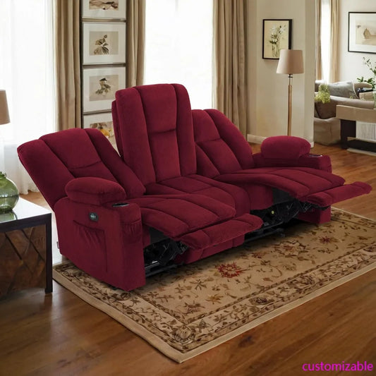 "3-seater zero gravity reclining sofa with heat and vibration massage, for living room"