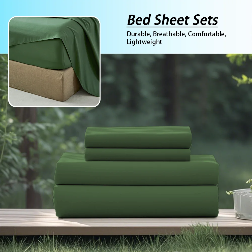 3/4Pcs soft solid color fashionable home bedding set, 1 fitted sheet, 1 flat sheet, 1/ 2 pillowcases