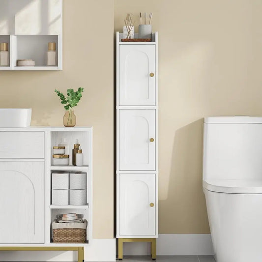Bathroom Storage Cabinet, Narrow Bathroom Organizers and Storage with 4 Adjustable Feet.