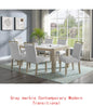 Contemporary 7pc Dining Set with White Faux Marble Rectangular Table and Full Back Upholstered Chairs.