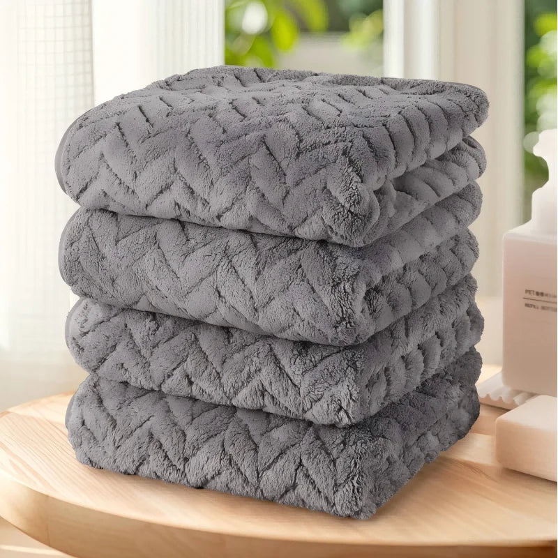 Solid Color Towel Set of 4pcs, Ultra Soft   Highly Absorbent, 4 Color Options.