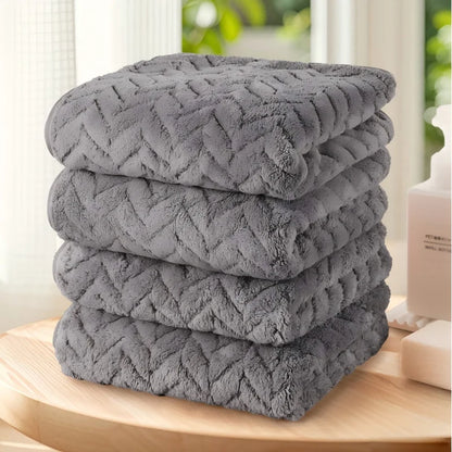 Solid Color Towel Set of 4pcs, Ultra Soft   Highly Absorbent, 4 Color Options.