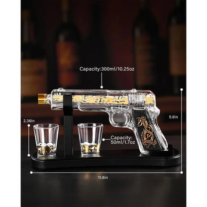 Gun Whiskey Decanter Set - Luxury Lead-Free Glass, Unique Gift for Men & Bourbon Lovers.