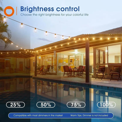 150FT LED Outdoor String Lights Waterproof, Shatterproof Replaceable Bulbs Dimmable- Hanging Lights.