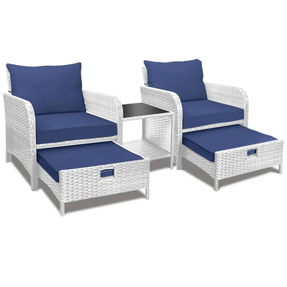 Balcony Furniture 5 Piece Patio Conversation Set, PE Wicker Rattan Outdoor Lounge Chairs.