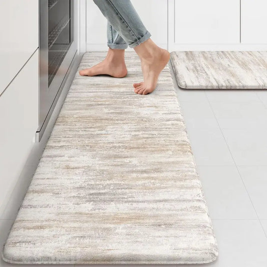 Anti Fatigue Kitchen Mats for Floor 2 Piece, Cushioned Abstract Kitchen Rugs, Memory Foam.