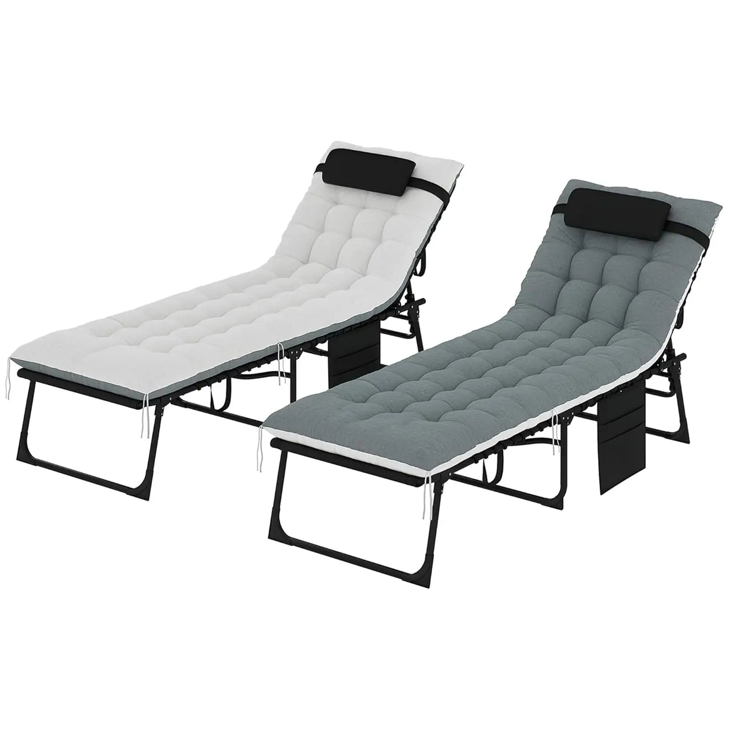 Chaise Lounge Chair Outdoor Set of 2, 5-Position Adjustable Outdoor Pool Lounge Chairs.