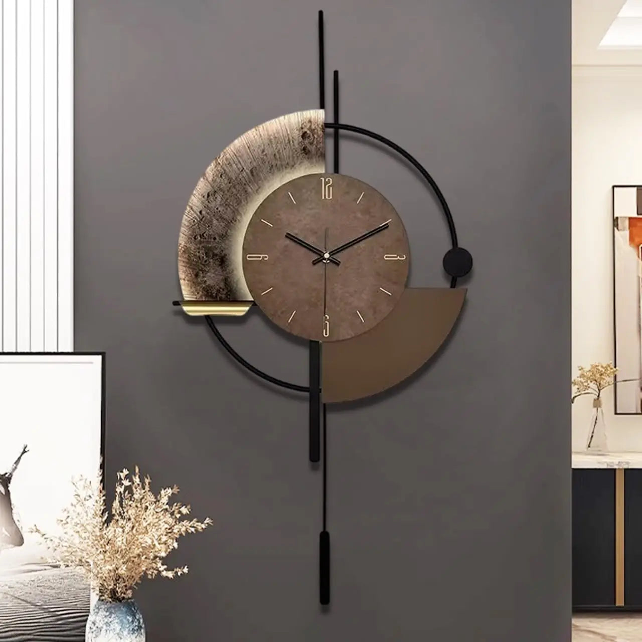 Wall Clock, Decorative Clock with Pendulum, Silent Quality Battery Operated.
