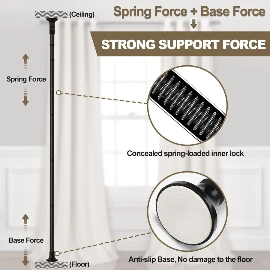 Divider, No Drilling Curtain Rod Wall Divider for Space Partition, Adjustable Heavy Duty Floor to Ceiling.