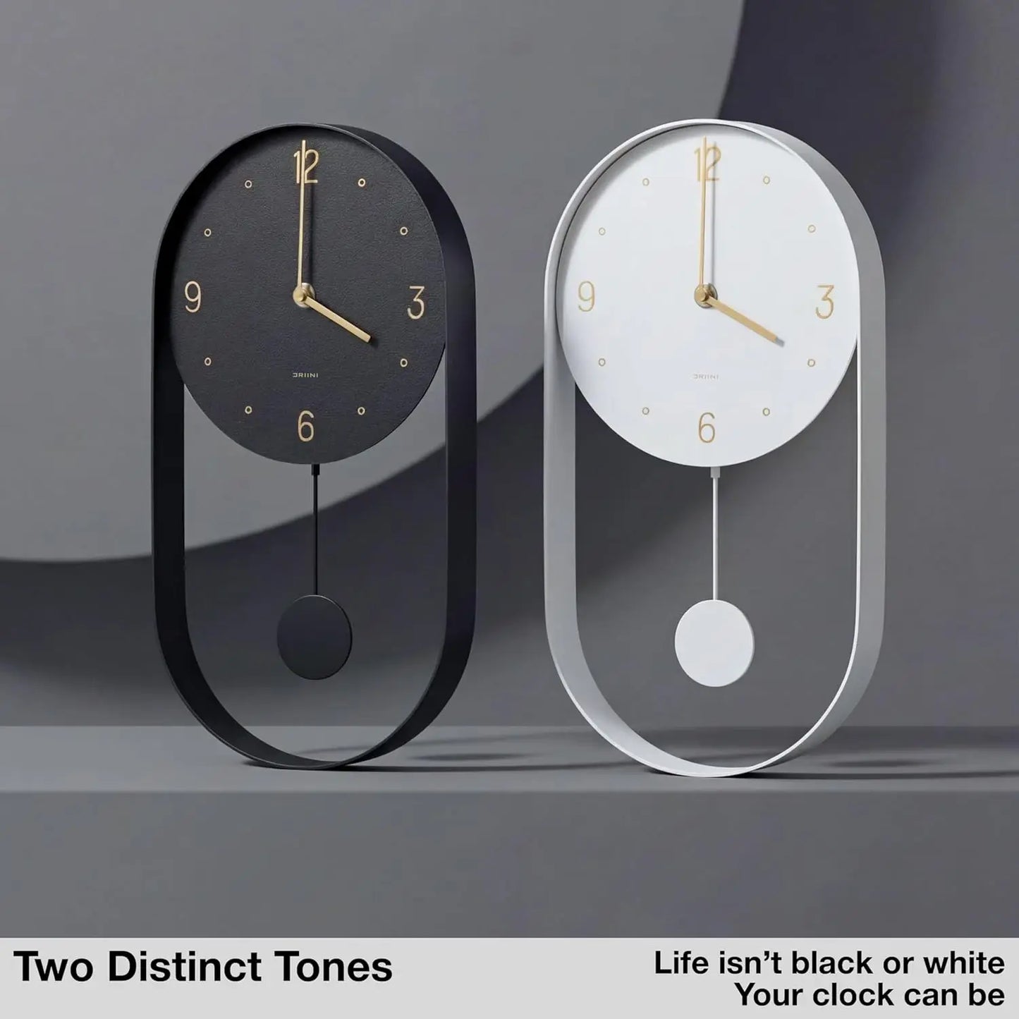 Modern Pendulum Wall Clock - Black and Gold Decorative Wall Clock with Pendulum.