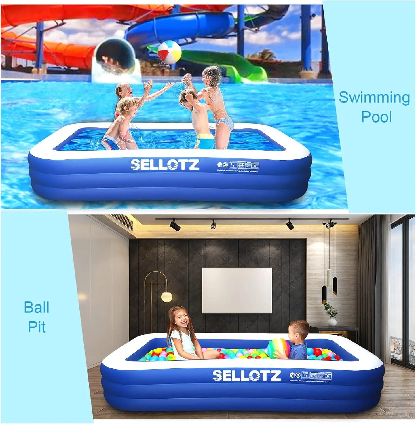Inflatable Pool for Kids and Adults, 120" X 72" X 22" Oversized Thickened Family Pool for Toddlers