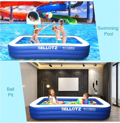 Inflatable Pool for Kids and Adults, 120" X 72" X 22" Oversized Thickened Family Pool for Toddlers