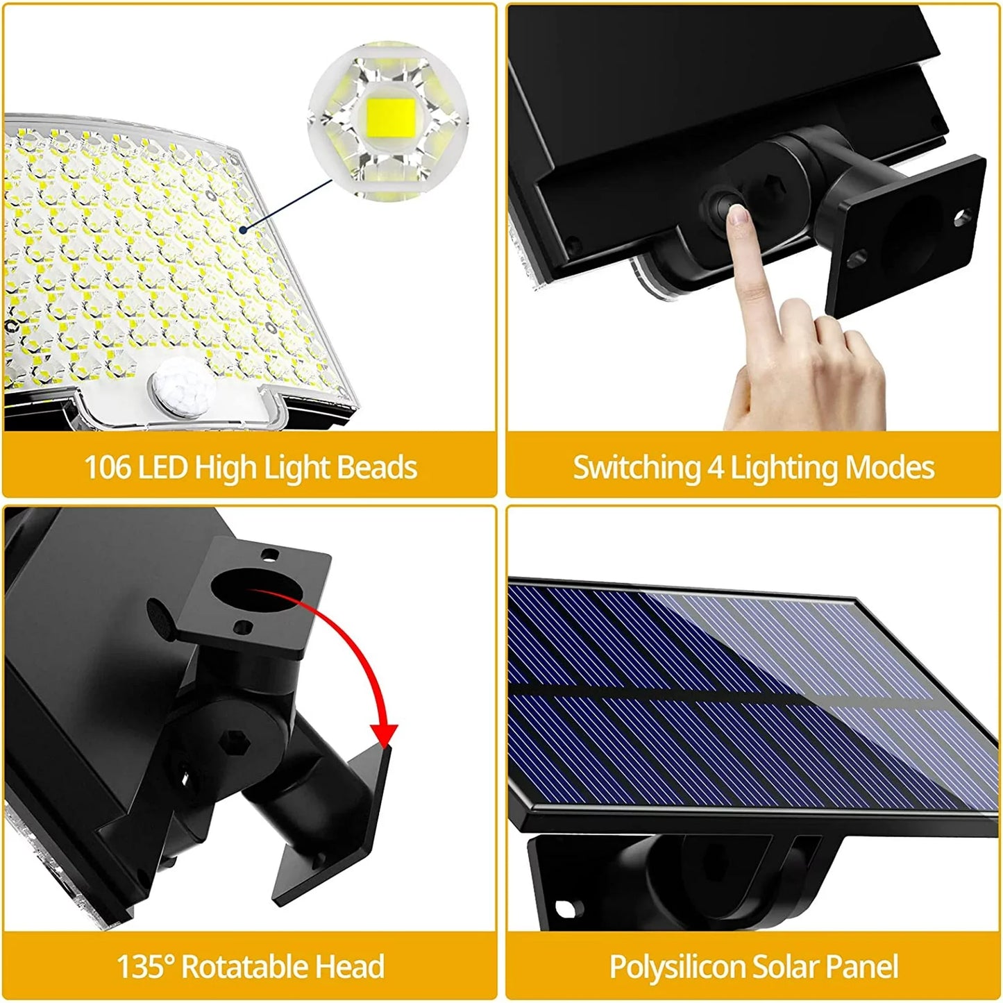 Solar Outdoor Lights - LED Motion Sensor Light with Remote Waterproof Security Flood Light for Garage, etc.