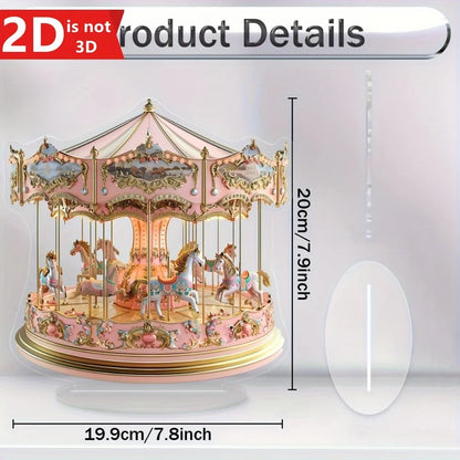 2D dreamy carousel light catcher, a versatile desktop ornament for home and office celebrations.