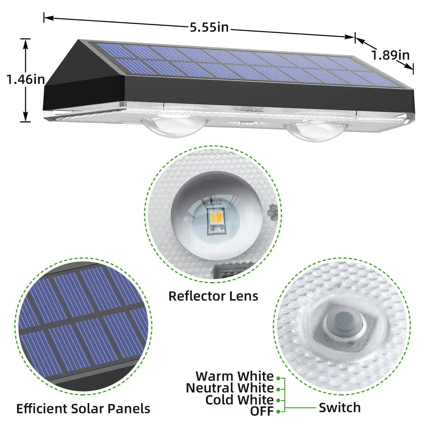 Solar Fence Lights Outdoor- Waterproof 3 Mode Solar Deck Lights for Outside, Patio Stair and Wall (6 pack)
