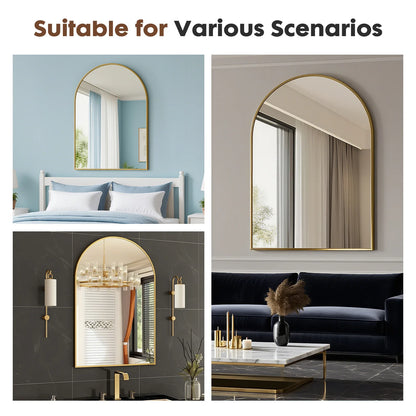 JHK 26"x38" Arched Metal Framed Bathroom Mirrors for Wall  Hanging and Bedroom Entryway