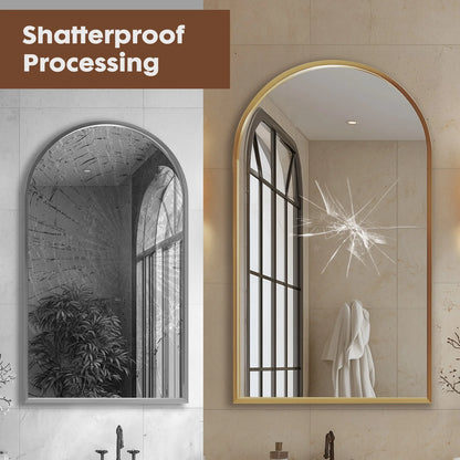 JHK 26"x38" Arched Metal Framed Bathroom Mirrors for Wall  Hanging and Bedroom Entryway