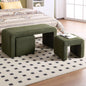 40.5" Wide Upholstered End of Bed Bench with 2 Small Stools Sherpa Comfy Entry Bench Vanity Stools.