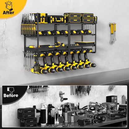 Power Tool Organizer Wall Mount, Extended Large Heavy Duty Drill Holder, 4 Layer Garage and Storage.