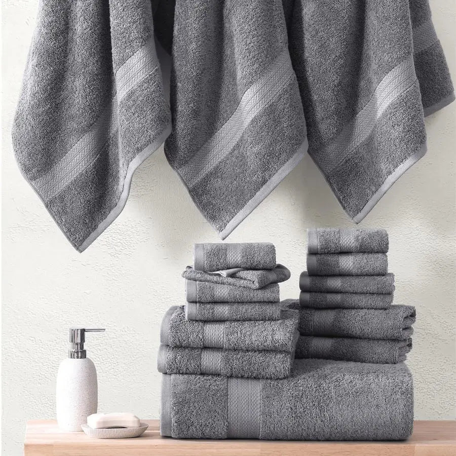 100 Cotton Luxury Bathroom Towel Set 16 Pcs Ring Spun, Quick Dry, Super Soft, Highly Absorbent.