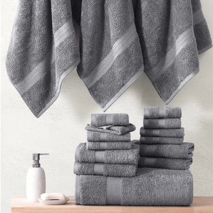 100 Cotton Luxury Bathroom Towel Set 16 Pcs Ring Spun, Quick Dry, Super Soft, Highly Absorbent.