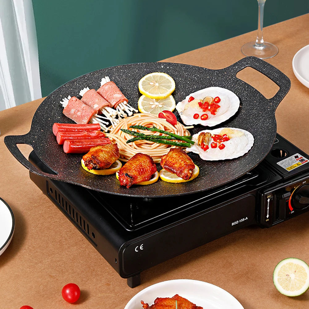 28-34CM Outdoor BBQ Grill Pan, Non-Stick Stovetop Baking Tray, Roasting Grill Plate.