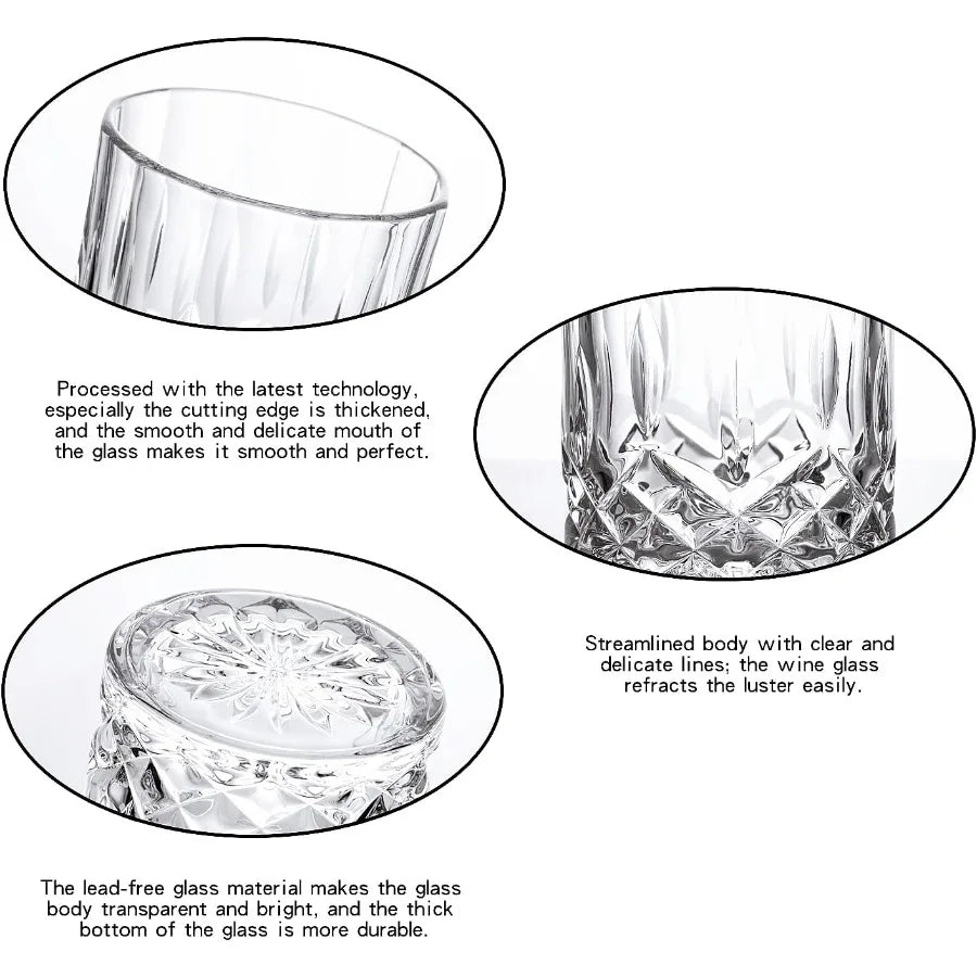 Whiskey Glasses Set of 4 Rock Glasses 11 oz Lead-Free Crystal Old Fashioned.