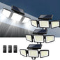 Outdoor Waterproof Solar Light with Motion Sensor 3-Head Security Light for Porches Garages Yard Entrances