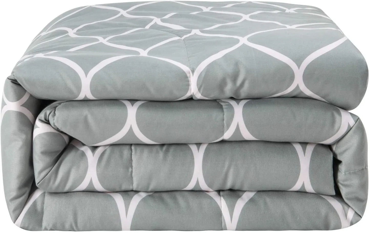 2-Pieces Gray Geometric Polyester Bedding Comforter Set.