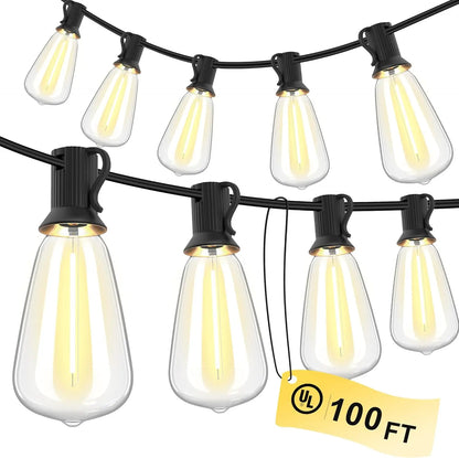 150FT LED Outdoor String Lights Waterproof, Shatterproof Replaceable Bulbs Dimmable- Hanging Lights.