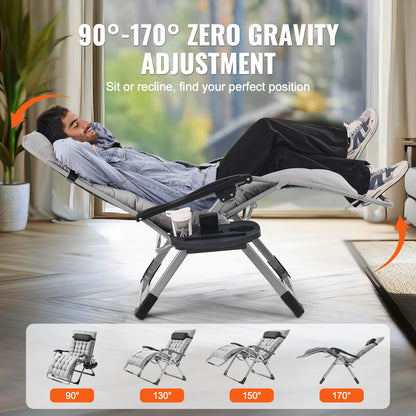 Zero Gravity Chair, Recliner Lounge Chair Adjustable with Cushion Footrest & Cupholder.
