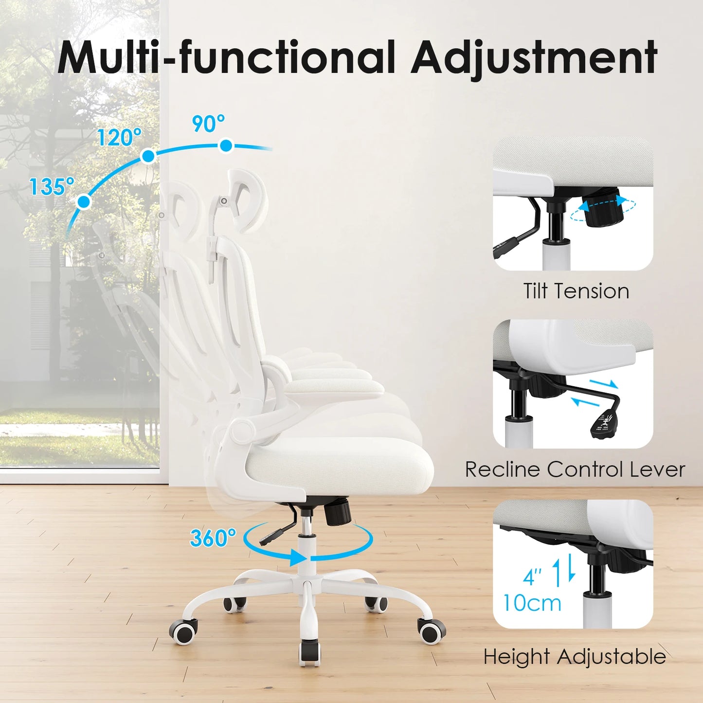 Ergonomic Office Chair, Desk Chair with Headrest and Lumbar Support, High Back Swivel Home Office.