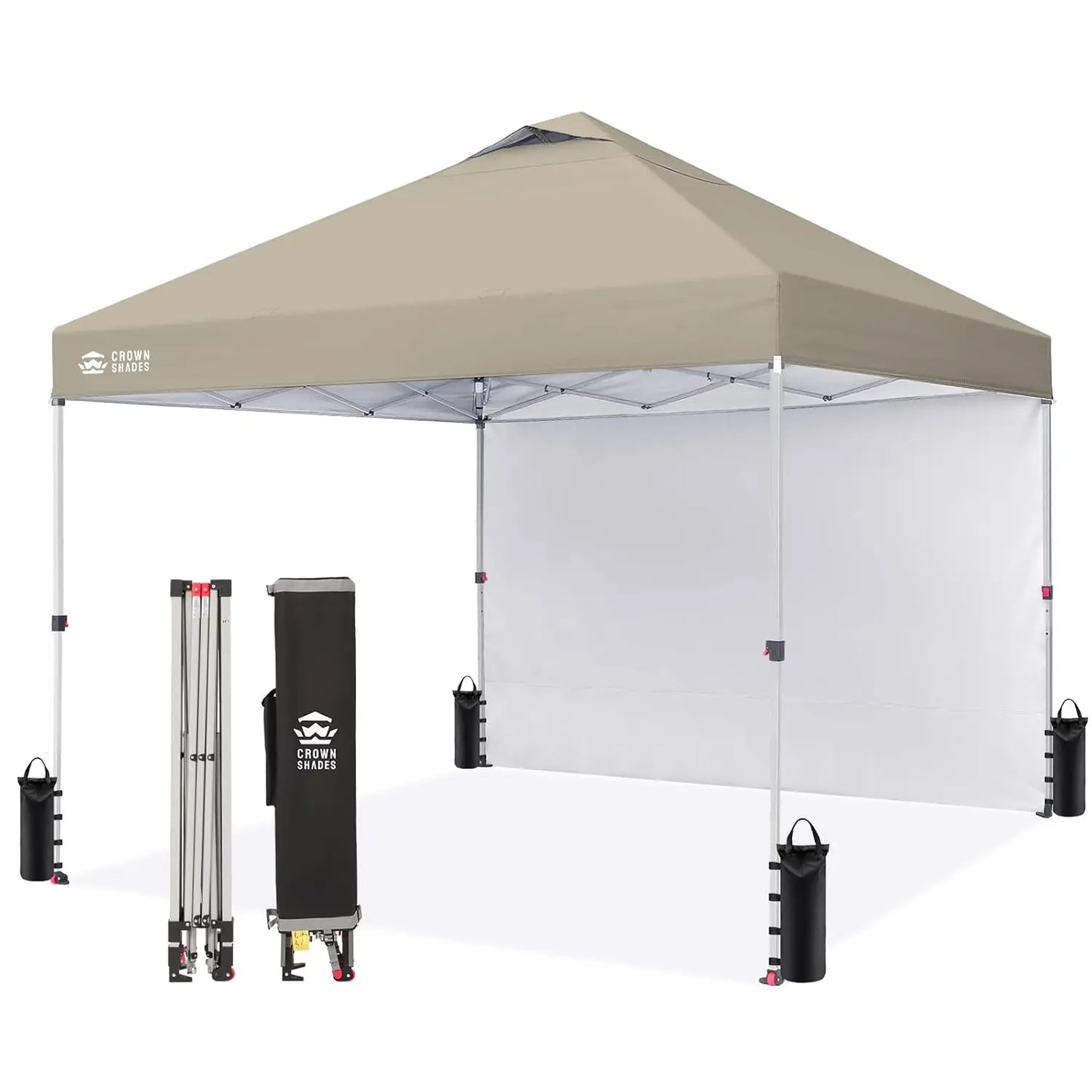 10x10 Pop Up Canopy with 1 Side Wall - Tent with One Push Setup - Outdoor Sun Shade for Events.