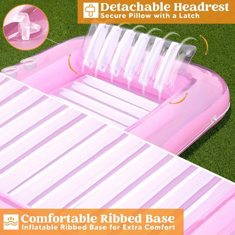 SYNCFUN Inflatable Tanning Pool Lounger Float 4 in 1 Suntan Tub Raft Floatie.