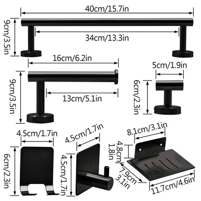 Bathroom Hardware Set 7Pcs Bathroom Towel Rack, Hand Towel Bars Toilet Paper Holders, Towel Rings, Robe Hooks
