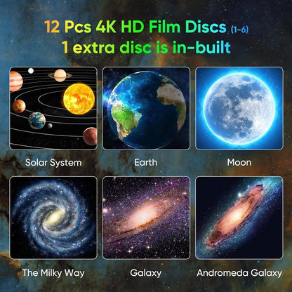 Galaxy Projector for Bedroom, HD Image Projector, Adjustable Light Knob, 13 Film Discs, for Kids.