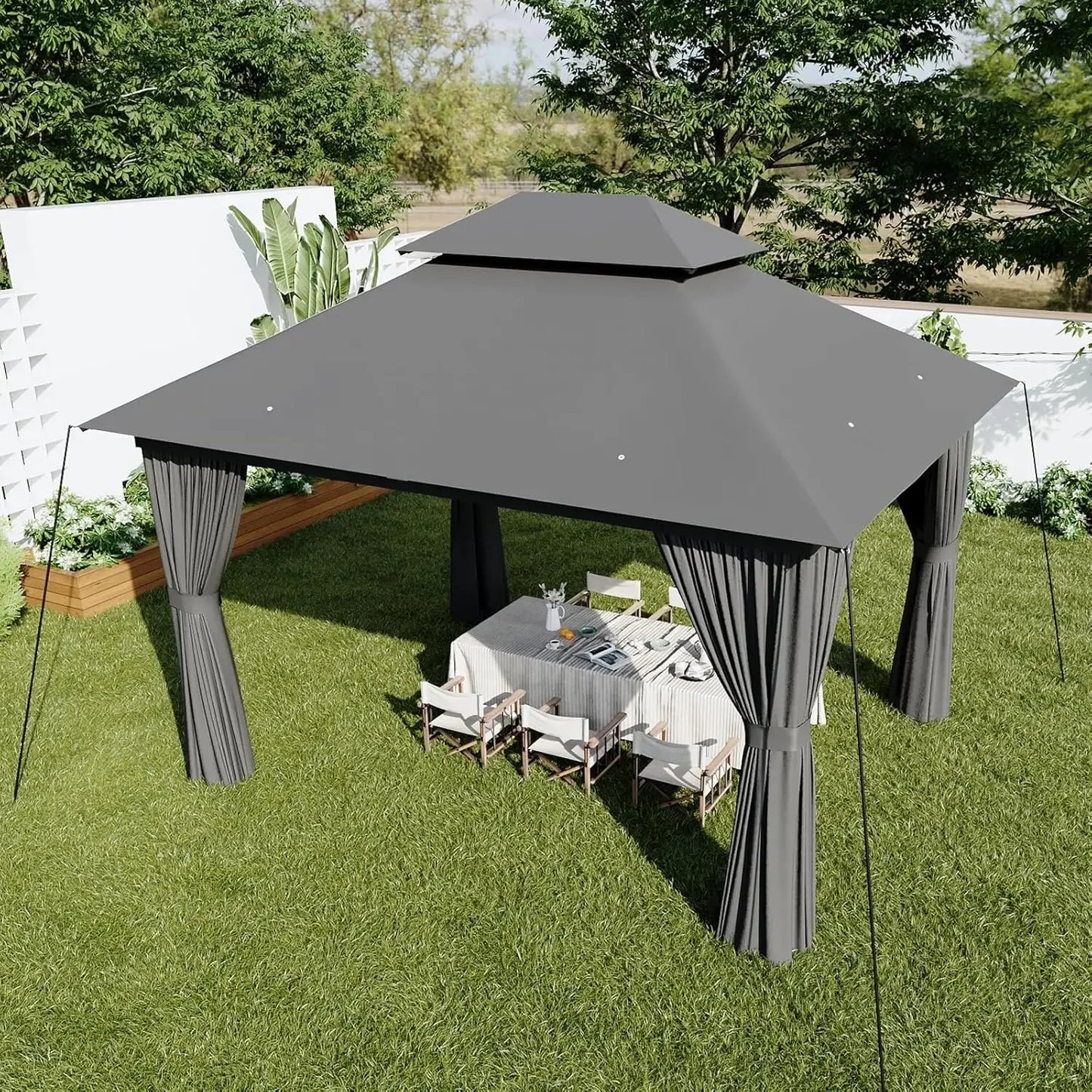 Outdoor Gazebo for Patio 10x12, Metal Frame Canopy with Double Roofs, Heavy Duty.