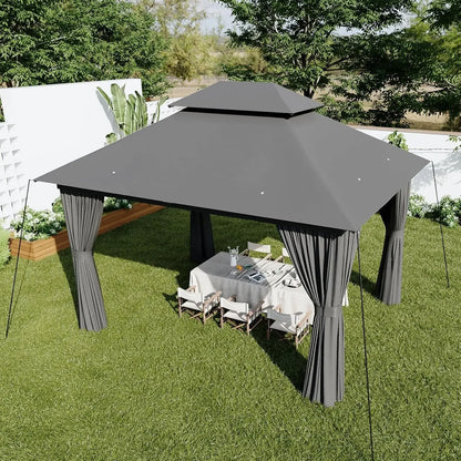 Outdoor Gazebo for Patio 10x12, Metal Frame Canopy with Double Roofs, Heavy Duty.
