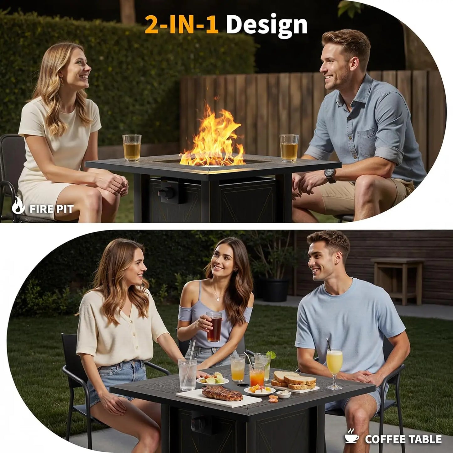30" Propane Fire Pit with Premium Ceramic Tabletop, Gas Firepit Table - Includes Lid.