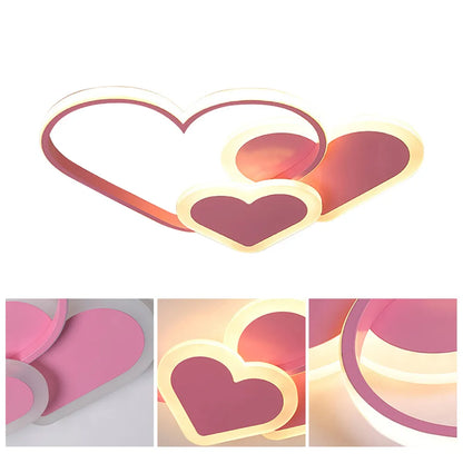 Heart-Shaped LED Ceiling Lamp with Remote Control, Adjustable Color Temperature.
