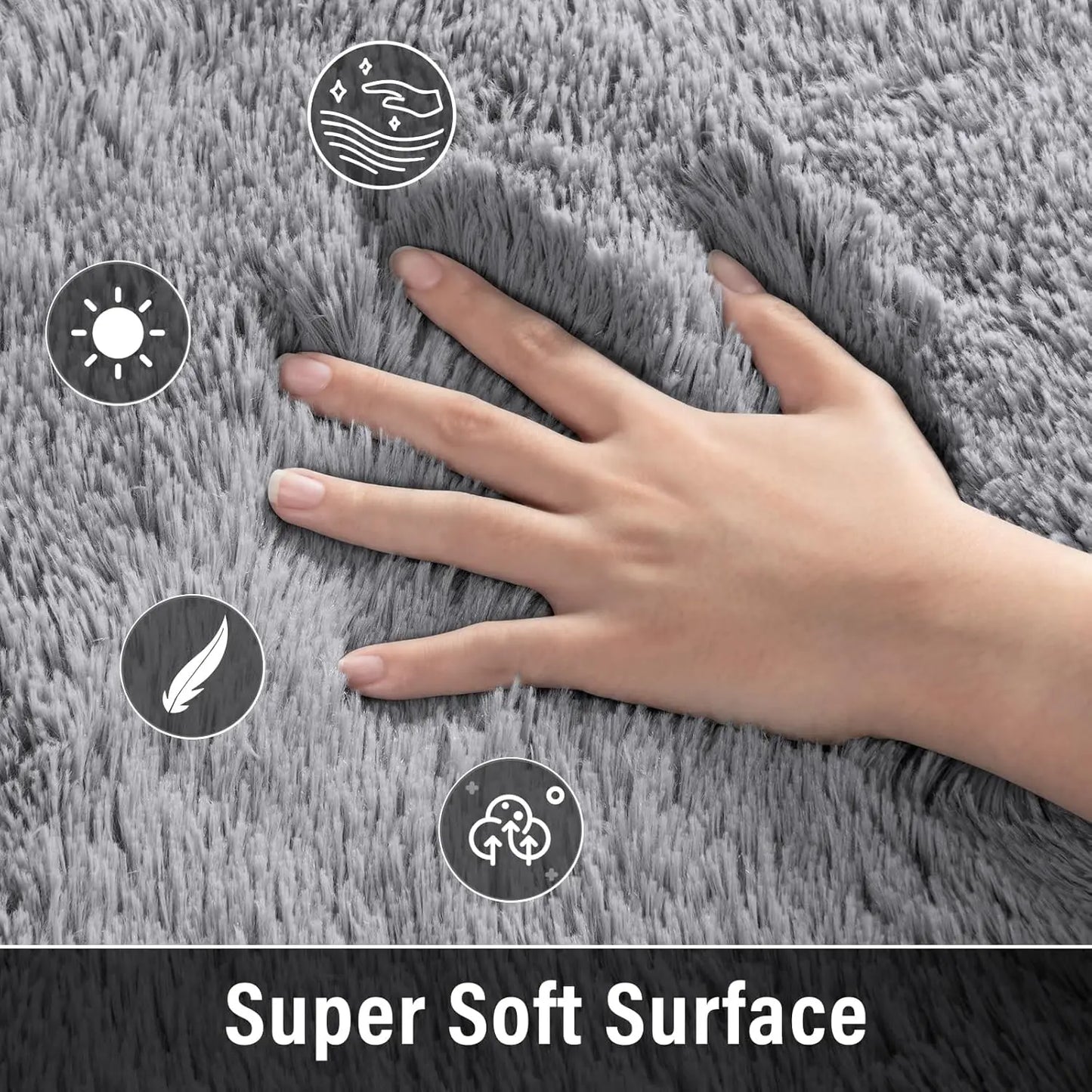 Soft Modern Indoor Large Shaggy Rug for Living Room Bedroom, Non-Slip Plush Fluffy.