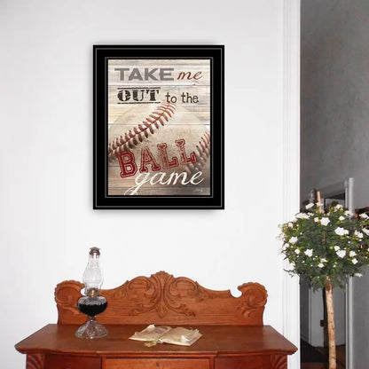 Take Me Out to the Ball Game Framed Print in Black Frame, Wall Art Decor
