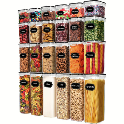 24Piece Airtight Food Storage Containers Set BPA-Free Plastic Canisters - Pantry Organizer with 40Labels