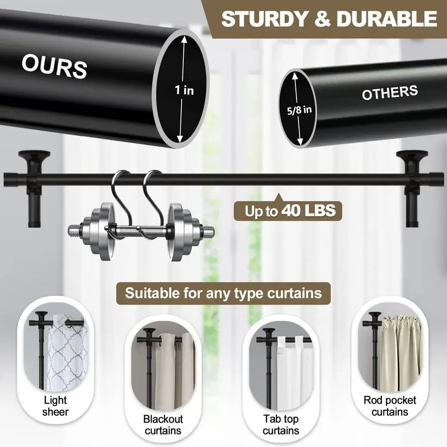 Divider, No Drilling Curtain Rod Wall Divider for Space Partition, Adjustable Heavy Duty Floor to Ceiling.