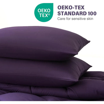 Lightweight California King Comforter Set with 2 Pillow Shams - 3 Pieces, Quilted Down in Purple