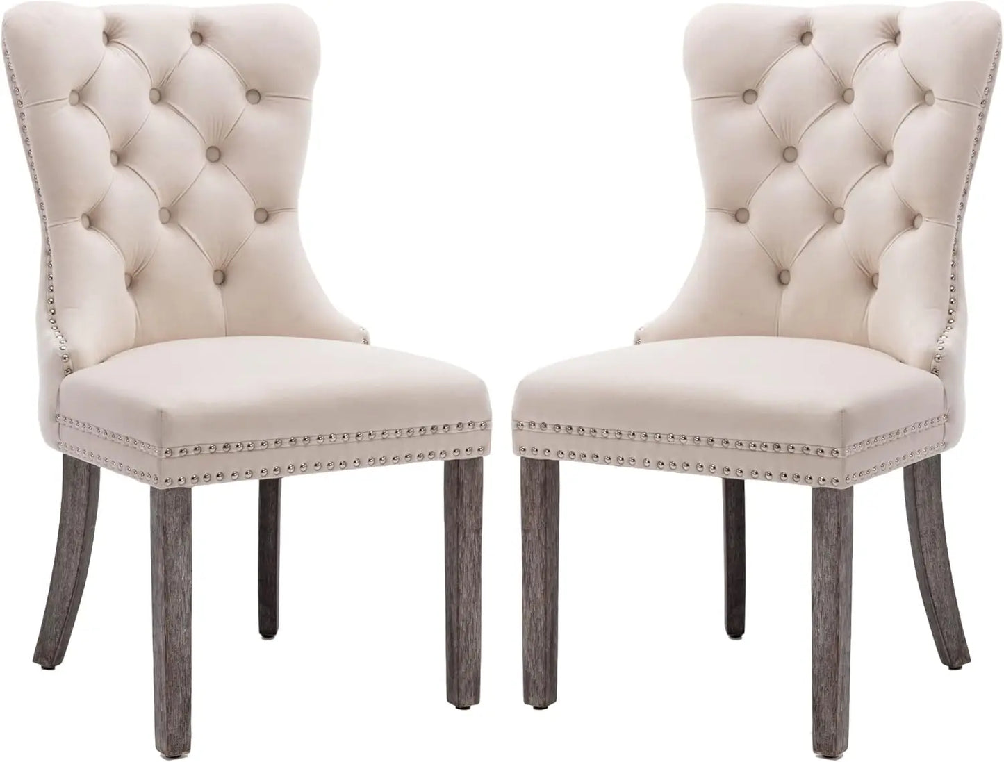 Velvet Dining Chairs Set of 4, Upholstered High-end Tufted Dining Chair with Nail head Back.