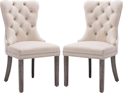 Velvet Dining Chairs Set of 4, Upholstered High-end Tufted Dining Chair with Nail head Back.